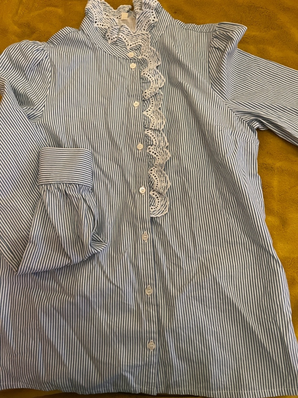 Sezane Chlo Shirt with Blue Stripes and Ecru